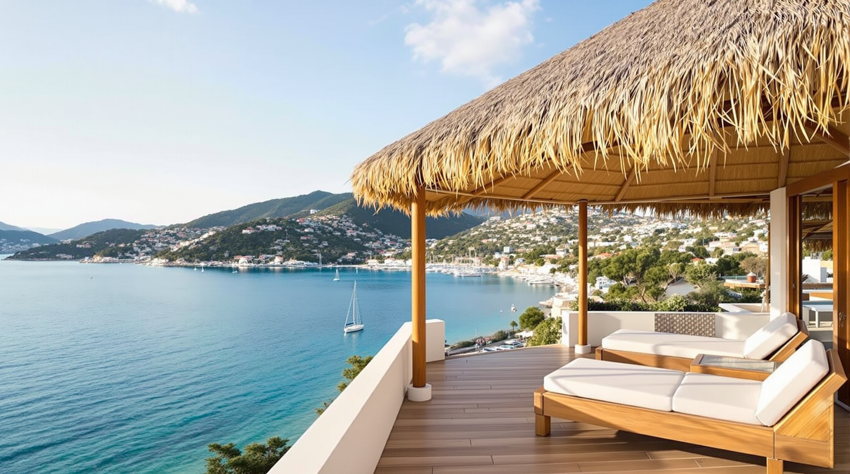 Otel Terası Saz Hasır Çatı